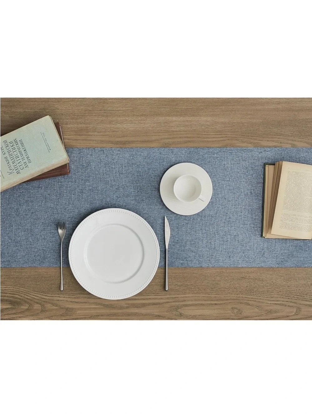 NEW Linen Style Table Runner, 14 x 48 Inch Navy Blue, Rustic Farmhouse
